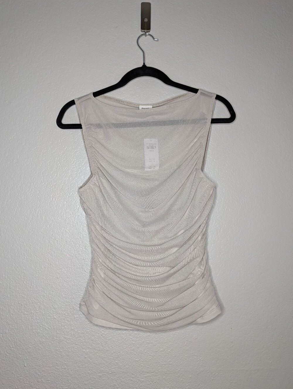 New Abercrombie & Fitch Cream Minimalist Office Ruched Boat Neck Tank M NWT